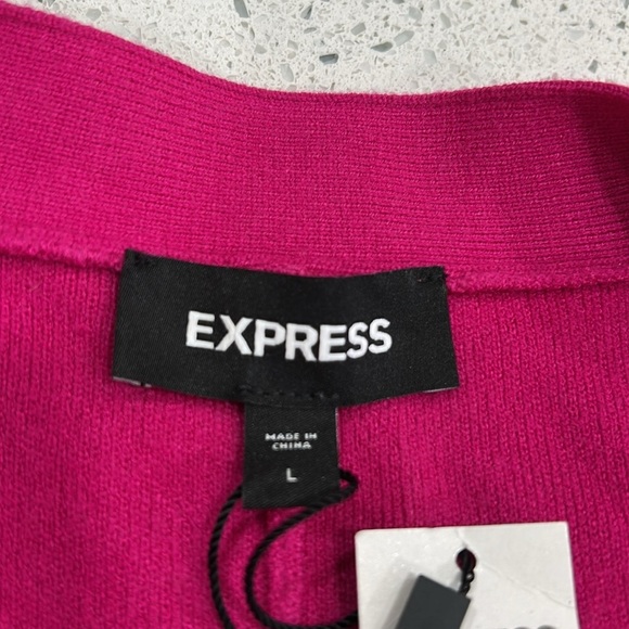 NWT Express Skimming V-Neck Dolman Sleeve Cardigan in Bright Pink Fuschia - L - Picture 9 of 11